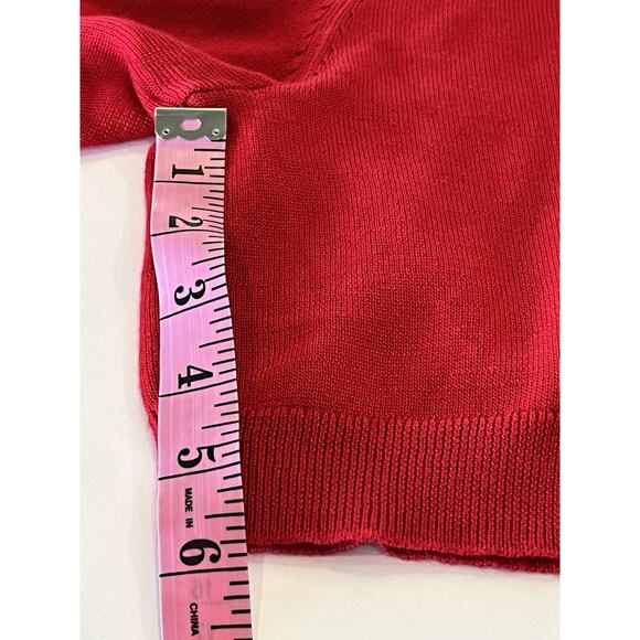 Ralph Lauren Chaps Cardigan Women SZ L Open NEW 3/4 Sleeve Yacht Red Cropped NWT - Picture 6 of 8